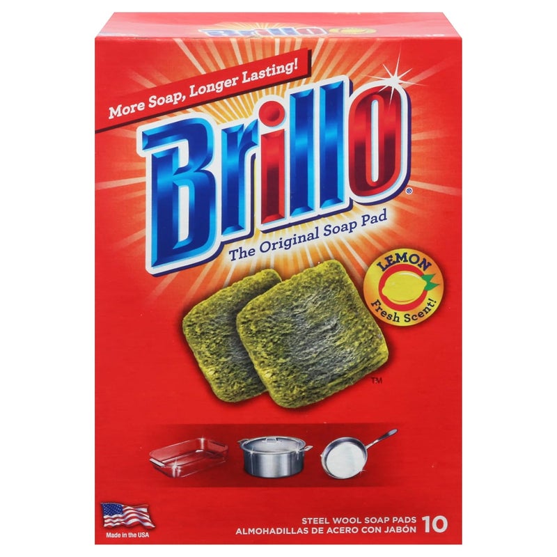 Brillo Steel Wool Soap Pads with Lemon Scent - 10 Count